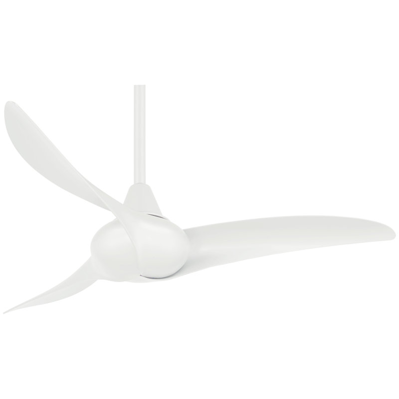 44'' Wave 3 - Blade Standard Ceiling Fan with Remote Control, White
