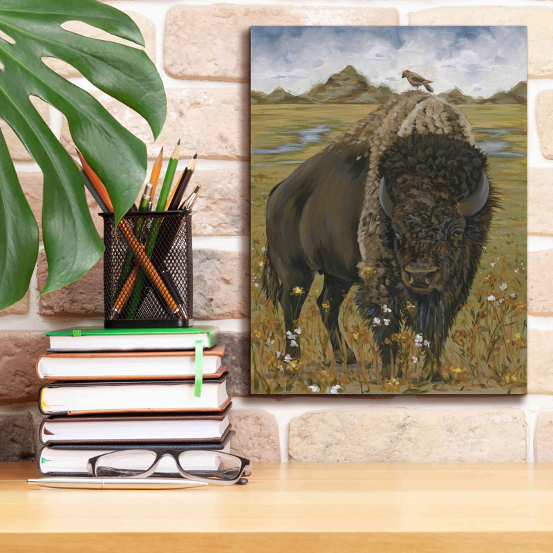 Bison par Hollihocks, reproduction d'art sur toile tendue, H 16 po x l 12 po x P 0,75 po