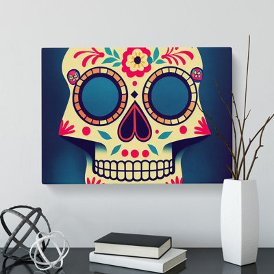 Mind Blowing Floral Sugar Skull - Wrapped Canvas