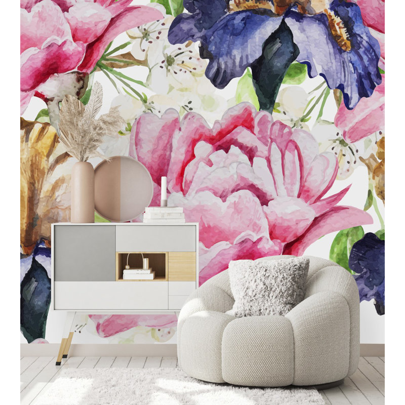 Peel & Stick Floral Wall Mural, 8.33' W x 8.33' L