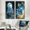 Cristaux et cristaux de pierre à la lune I - Collection d'art sur toile 2 panneaux