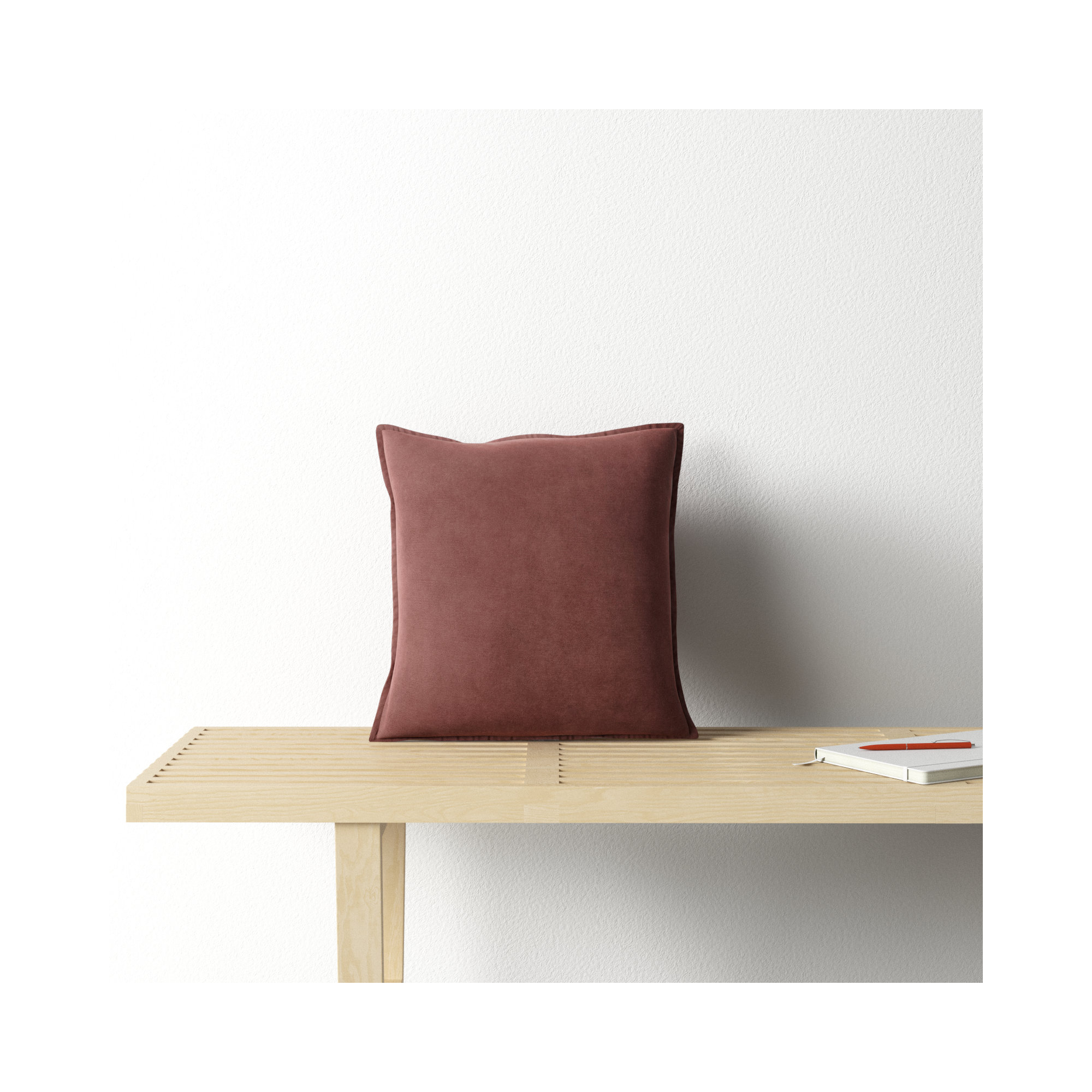 Edgar 100% Cotton Throw Pillow, 22"H x 22"W, Down, Brick Red