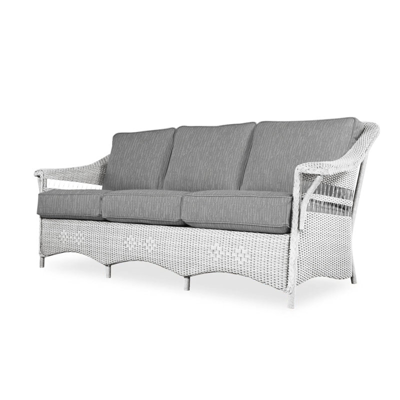 Nantucket Outdoor 3 - Seat Patio Sofa, Delicate Botanical Slate, White