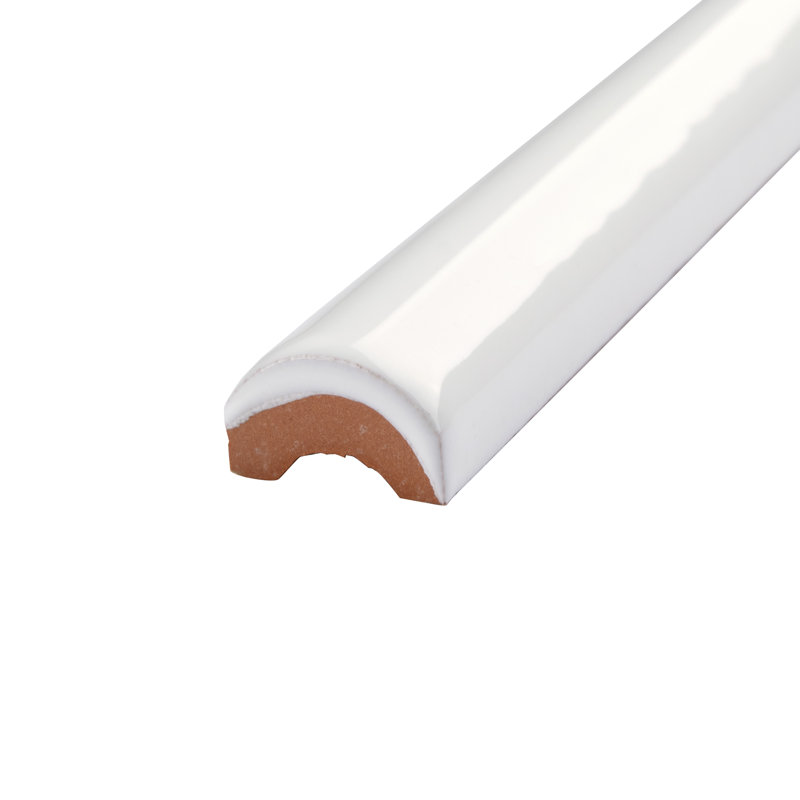 Santorini 7.9" x 0.88" Glossy Ceramic Quarter Round Tile Trim in Blanco