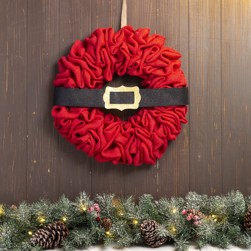 18"D Christmas Red With Belt Fabric Wreath