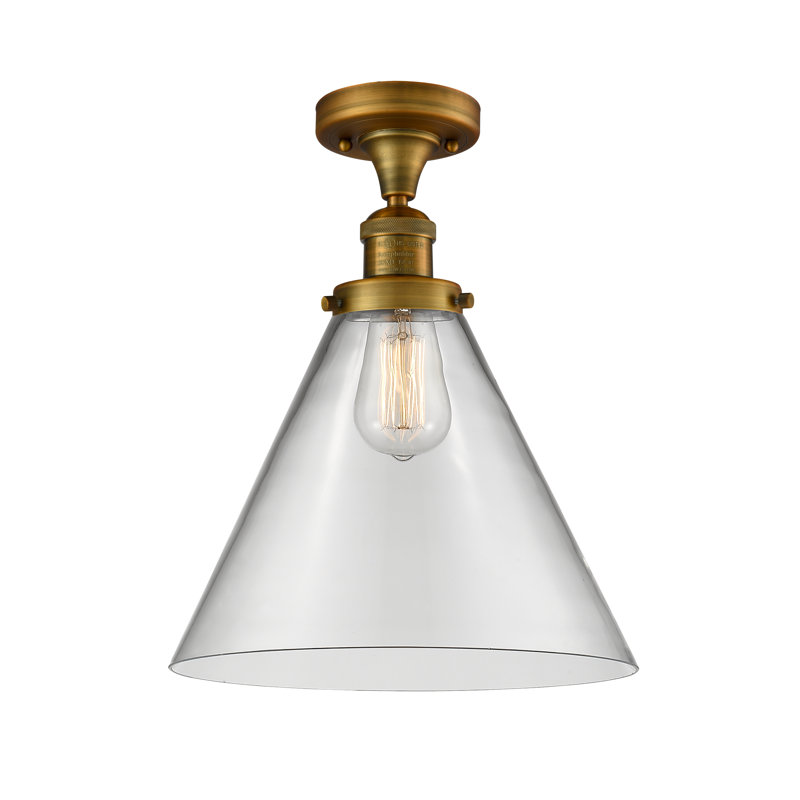 Plafonnier semi-encastré 1 lumière 12 po Chris, Ampoule DEL 6 watts Vinage, Transparent / clair, Laiton brossé