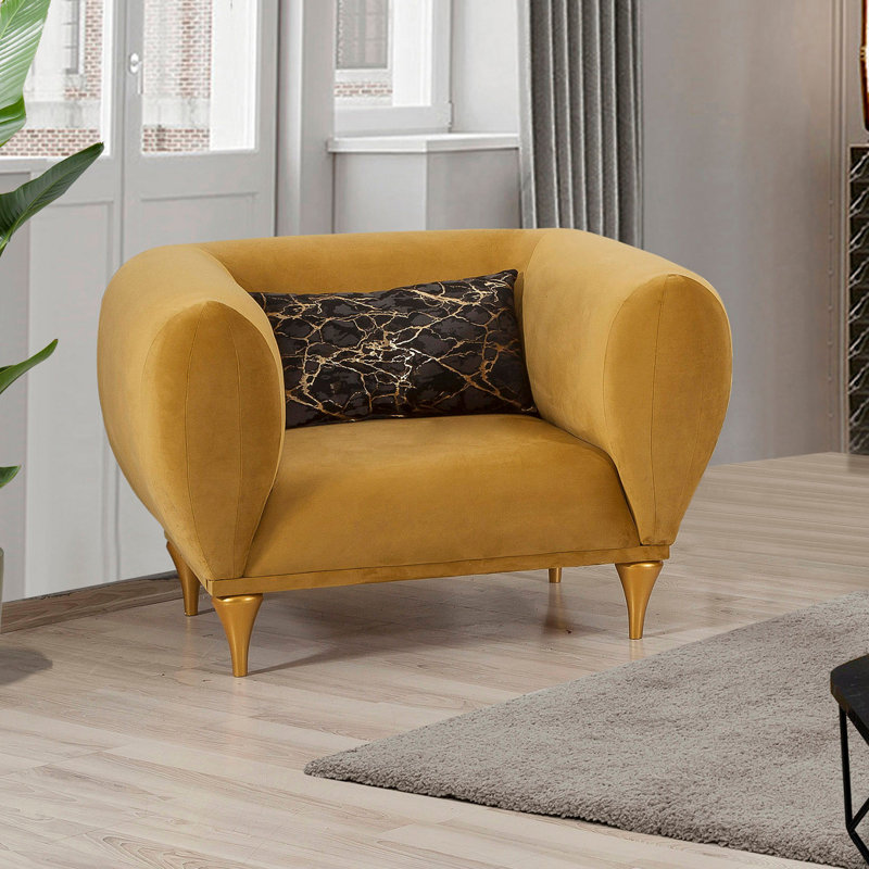 Fauteuil en coton l 44,5 po Angastina, Coton jaune