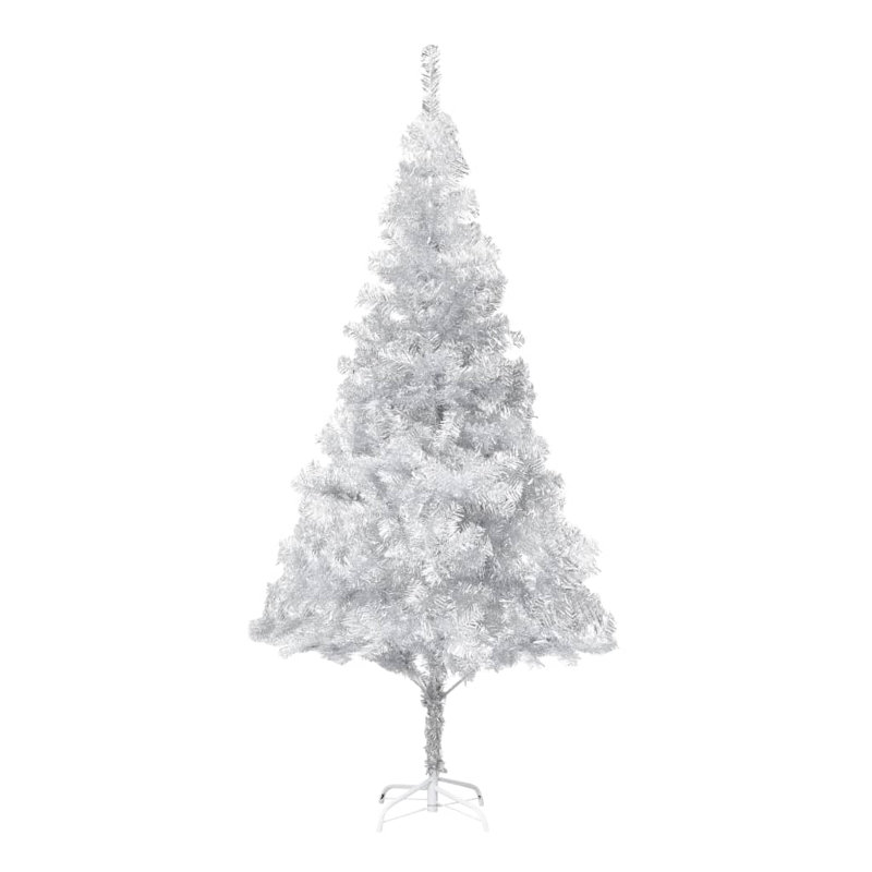 Arbre de Noël artificiel de Noël avec support en PVC, 6 pi x 3 pi, Argenté