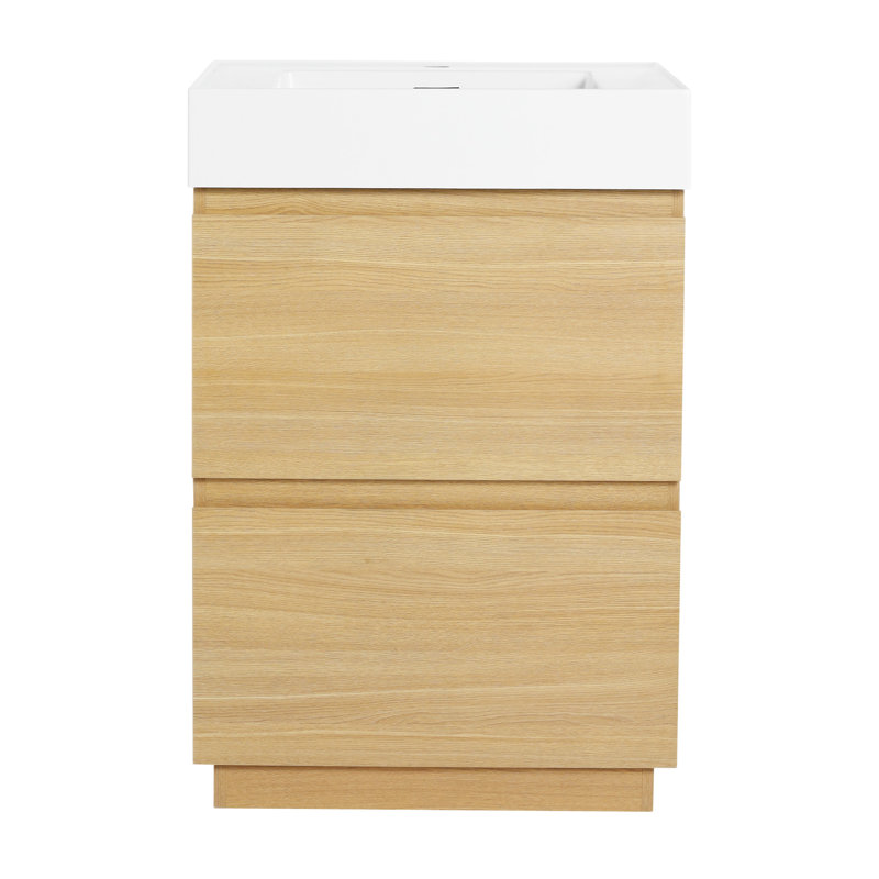 24" Bathroom Vanities With Single Sink Combo, Oak