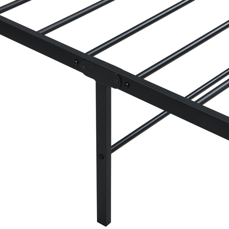 Black Twin Size Heavy Duty Metal Bed Frame With Easy - To Do Assembly, Noise Performance, High Strength Static Support, Even Mattress Support From Steel Slats, Storage Beneath Bed, And Connection