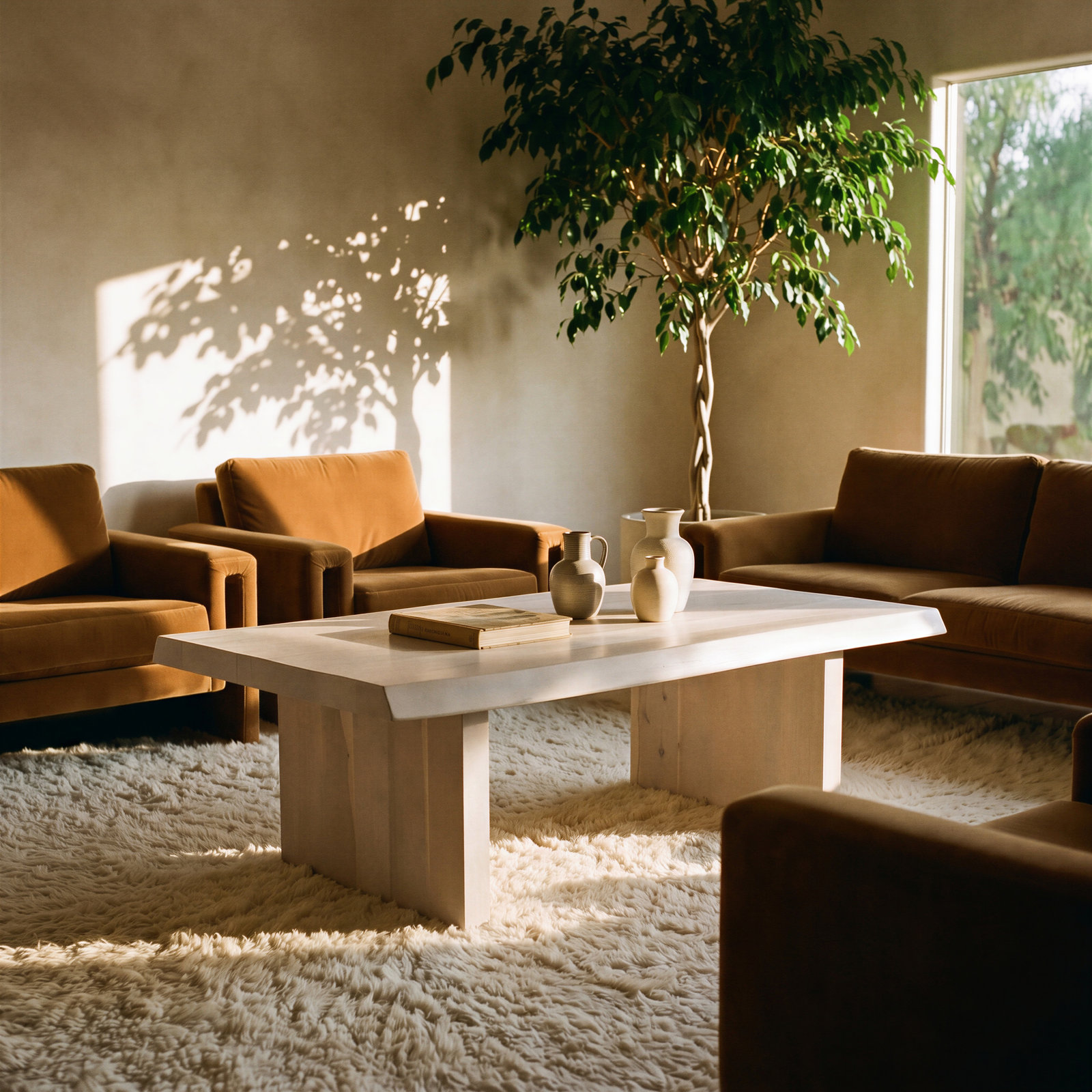 Colin 48" Acacia Coffee Table, White Wash