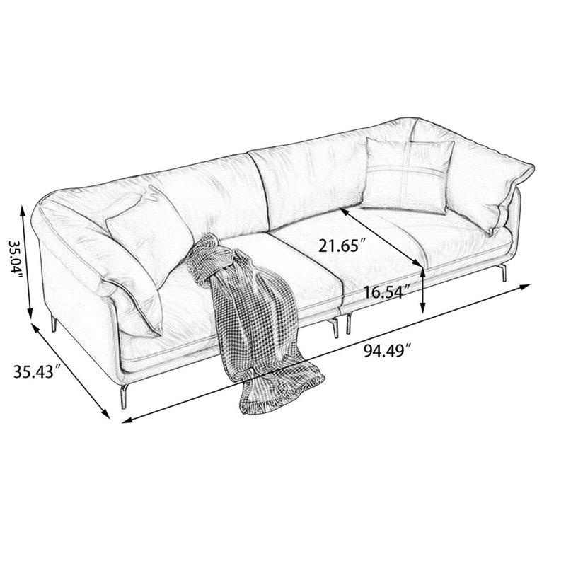 Canapé modulaire orange en cuir véritable, 35,04 po H x 94,49 po L x 35,43 po D, 3, Orange