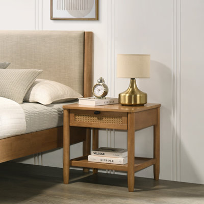 Table de chevet avec tiroir Vichy, noyer clair