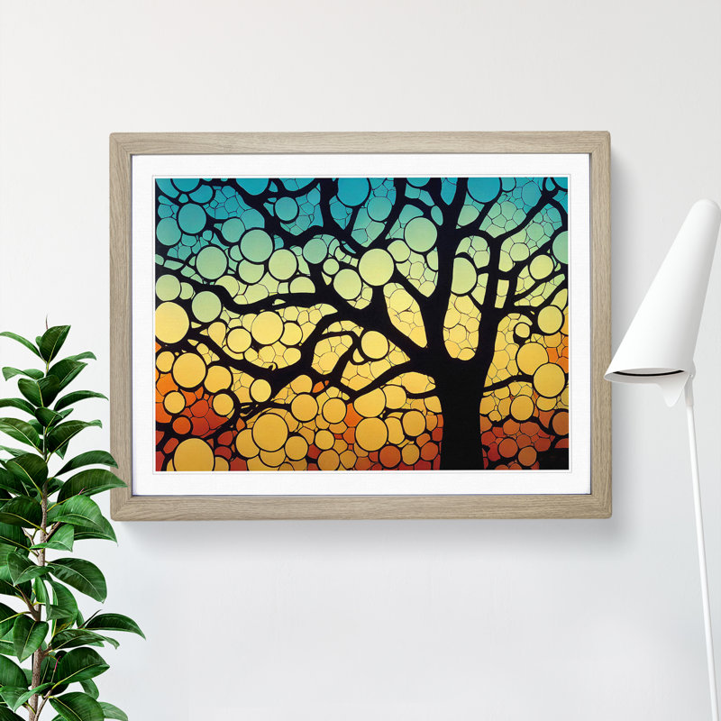 King Tree Abstract - Single Picture Frame Print, 34cm H x 46cm W x 2cm D, Oak Framed