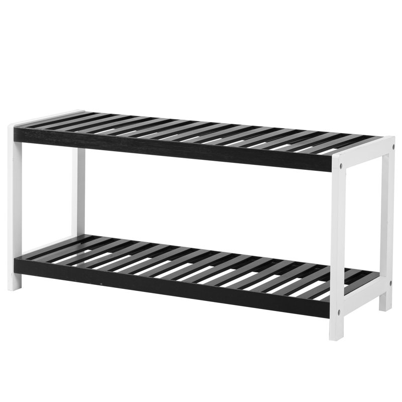 6 Pair Shoe Rack, Black/White