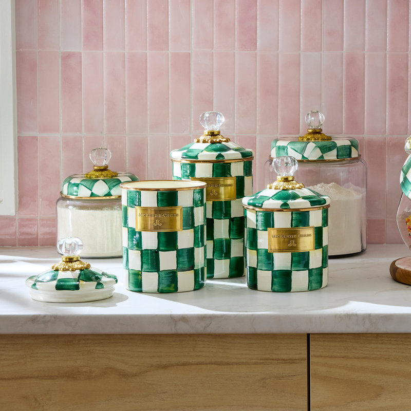 Emerald Check Medium Kitchen Canister, 96oz