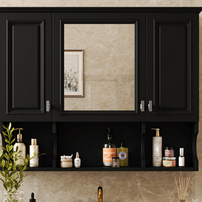 35'' X 28'' Wall Mounted Bathroom Medicine Cabinet, Modern Bathroom Wall Cabinet With Mirror,  Mirror Cabinet With Open Shelves
