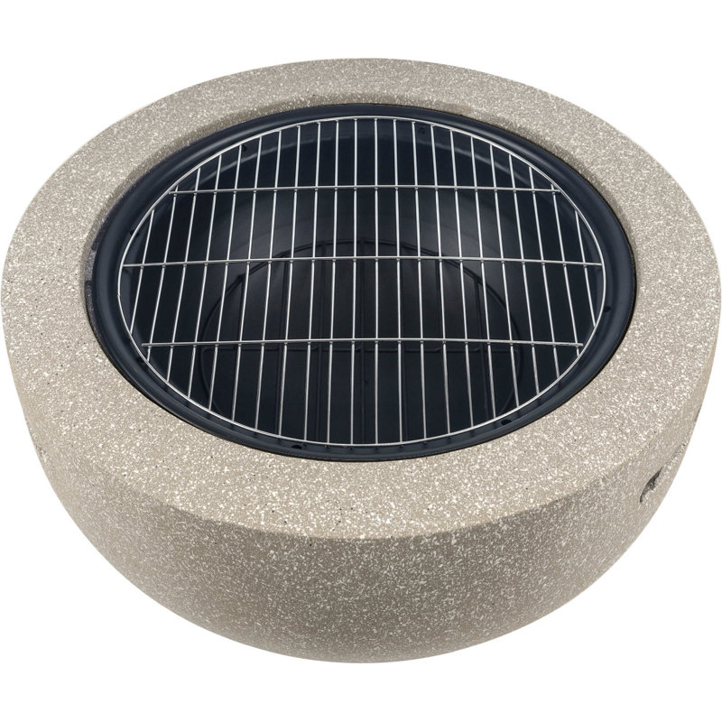 Frankie-Mai Round Polyresin Smokeless Fire Pit, Brown