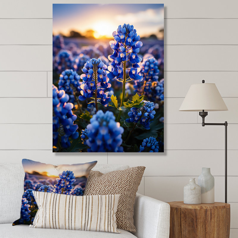 Bluebonnets Flower Blissful II - impression, H 20 po x l 12 po x P 1 po, Toile tendue
