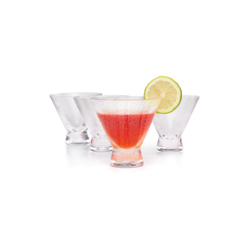  Stemless Ribbed Martini Glasses, 9 oz.
