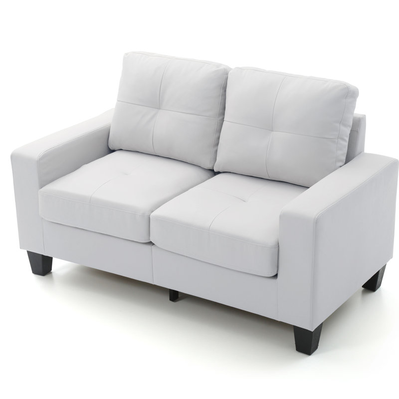 Vegas Upholstered 58'' Loveseat, White Faux Leather