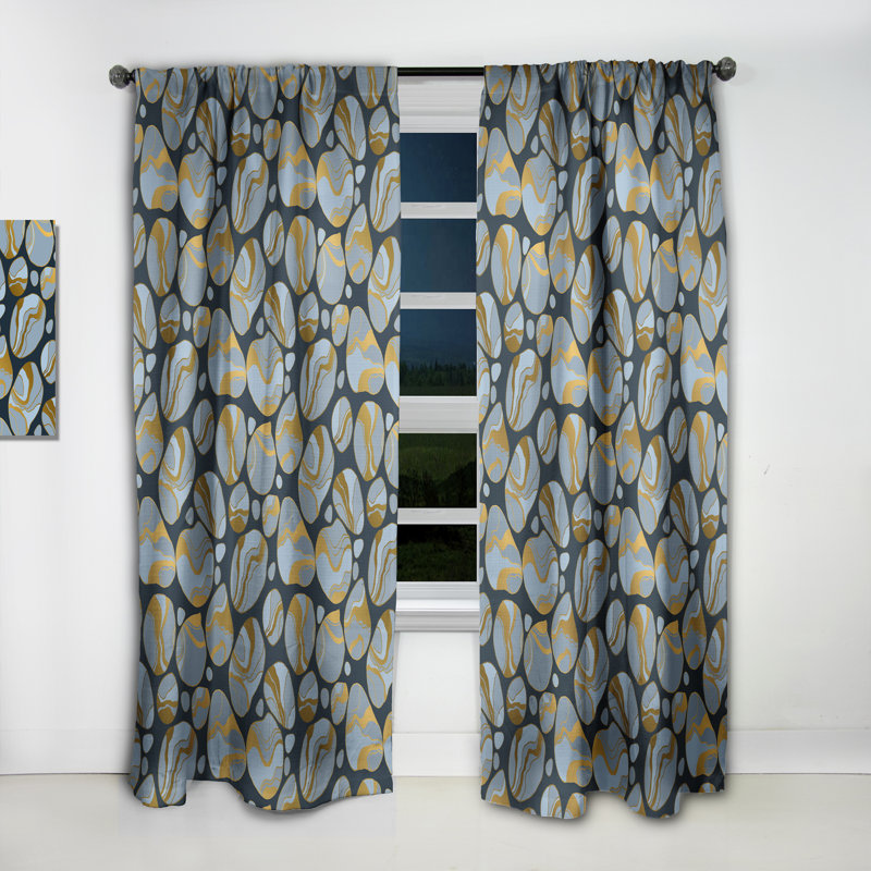 Rideau simple occultant de style Mid-Century abstrait Golden Marble Design IV, L 52 po x L 95 po