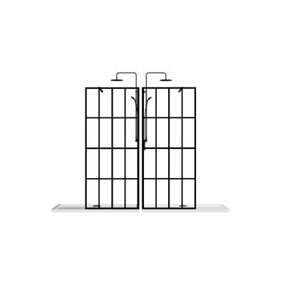 46" X 72" Shower Screen For Walk-in - Black, Tempered Glass, Dependable Build Black Solid Upper Bar