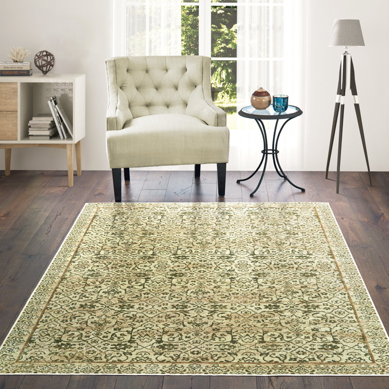 Tapis décoratif vert oriental Jerrod, Rectangle 2 pi 7 po x 13 pi 1 po