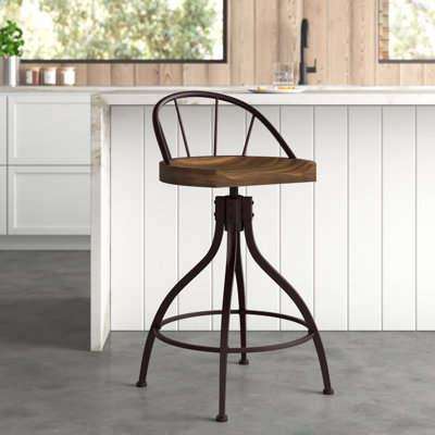 Tabouret à hauteur réglable en bois massif Zumwalt