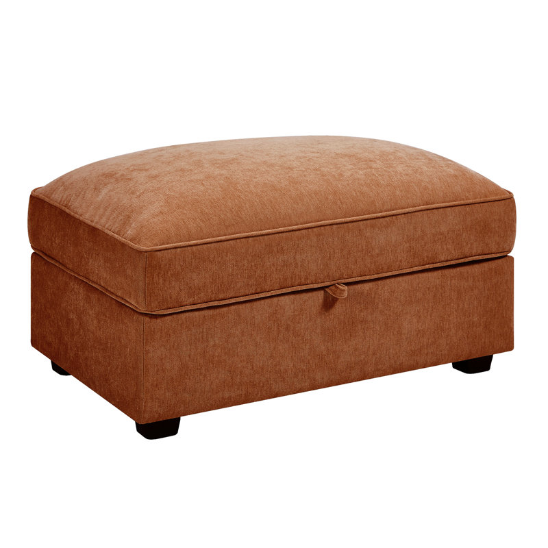 Modern Chenille Ottoman, Orange