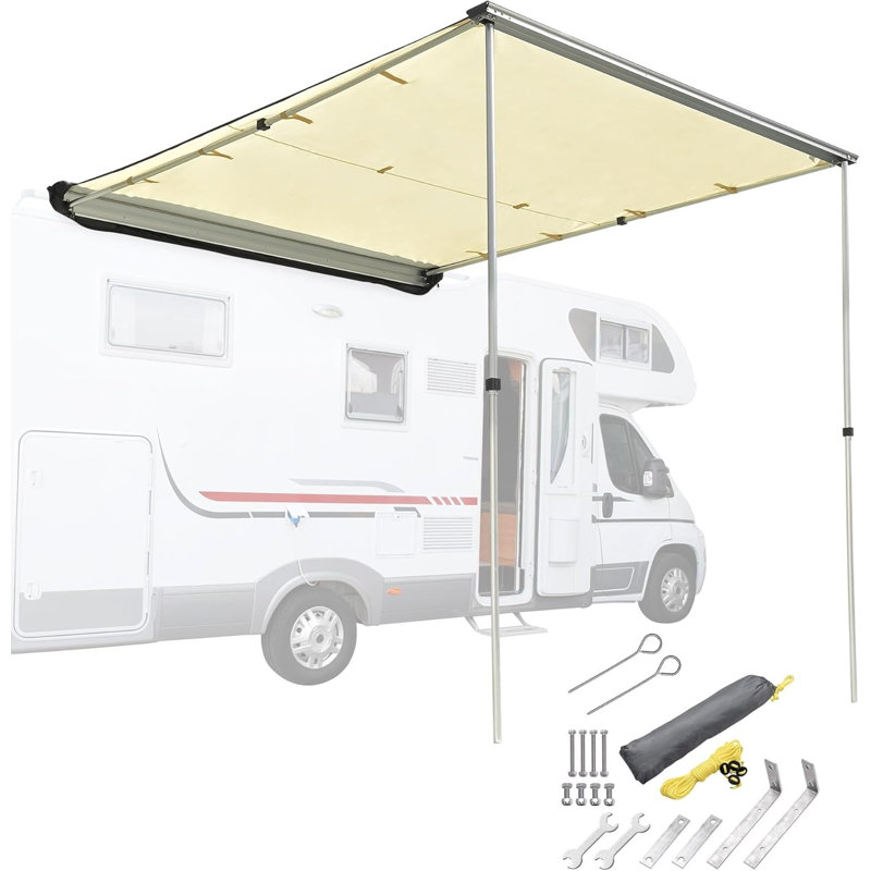 Yescom 6.7X8.2Ft Car Side Awning Pu2000mm UV50+, Beige, 84"H x 78"W x 101"D