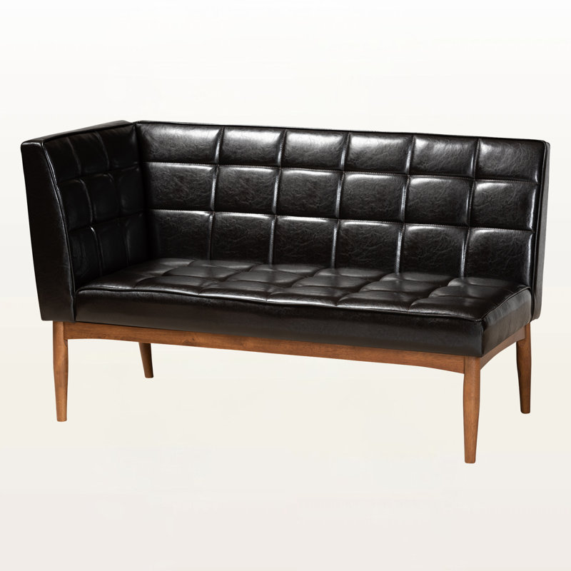 Faux Leather Upholstered Bench, Dark Brown/Brown