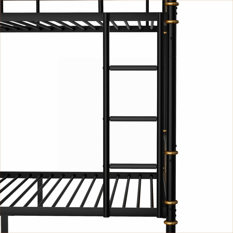Metal Detachable Bunk Bed, Black-Toned Twin XL Over Twin XL Convertible Industrial Frame for Teen Bedrooms and Dormitories