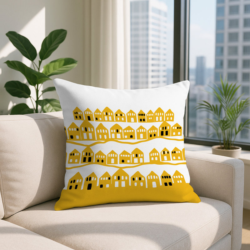 Coussin carré intérieur / extérieur Amiro, Jaune, Carré 15 po