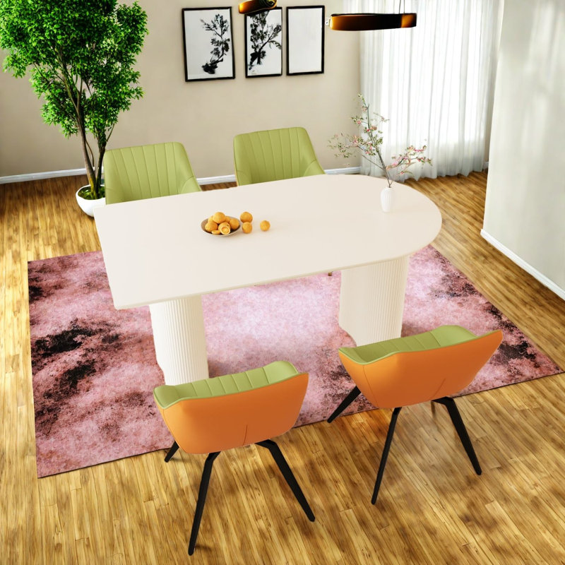 Ensemble de table de salle à manger moderne en MDF avec pieds en métal pour la cuisine