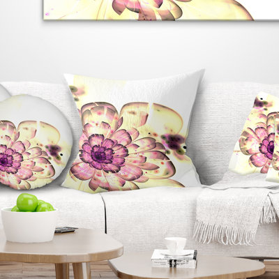 Art floral fractal jaune foncé - coussin imprimé abstrait