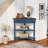 33.8'' Small Triangle Corner Table, Wood Corner Side Table For Small Spaces/ Living Room, 3 Tier End Corner Table With Solid Wood Legs, Navy Blue And Espresso Top