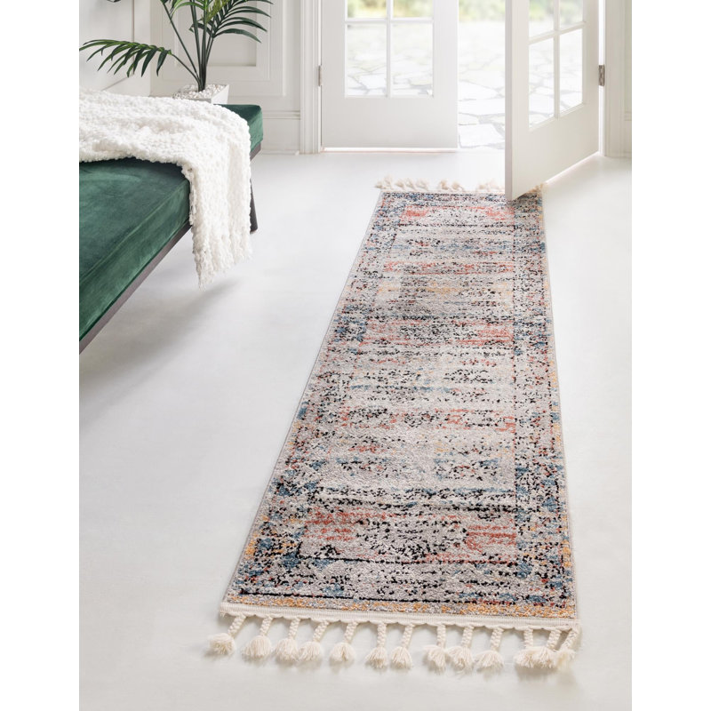 Tapis rouge / bleu / jaune Iroda, Tapis de couloir 2 pi x 8 pi