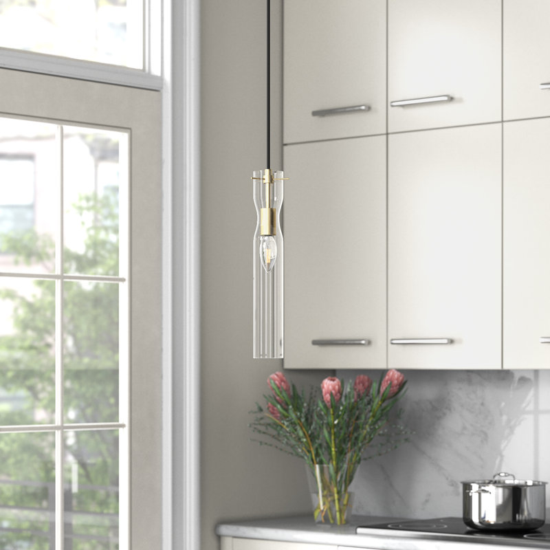 Luminaire suspendu à 1 lumière Cueto, Laiton rétro