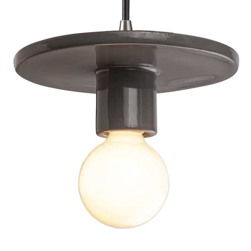 Luminaire suspendu à 1 lumière Leni, Gris brillant, Nickel brossé