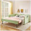 Lit de jour double en vichy avec gigogne gigogne et poche de rangement, structure en bois massif, cyan-679049821-679049822