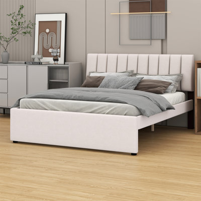 Lit plateforme tapissier avec lit gigogne