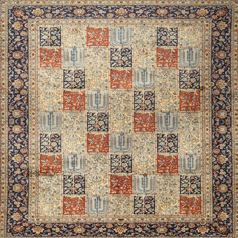 Tapis traditionnel mauve / beige / rouge Grind, Carré 3 pi