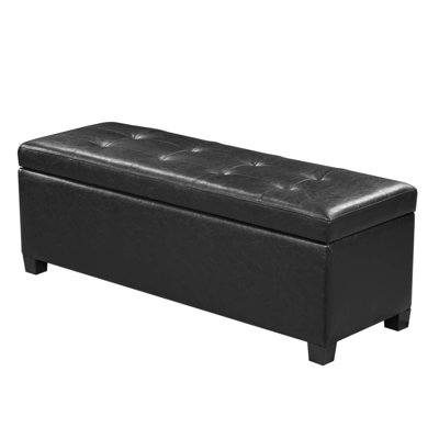 42" Faux Leather Tufted Storage Ottoman Bench For Living Room
