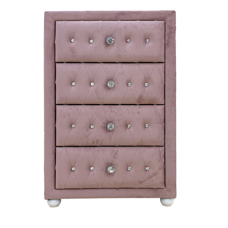 Reggie Pink Fabric Chest, Dresser For Dining Room, Living Room, Bedroom