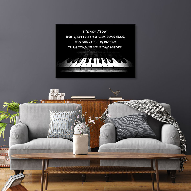 A Piano - Art textuel sur toile tendue, H 11 po x l 14 po x P 2 po