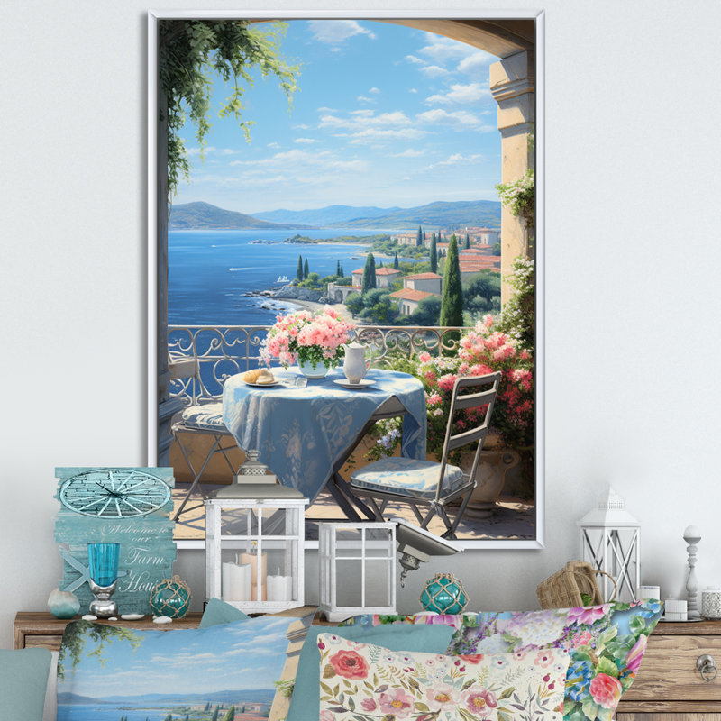 «French Coastal Retreat In Provence II», art mural encadré, 32" H x 16" W, Cadre flottant blanc