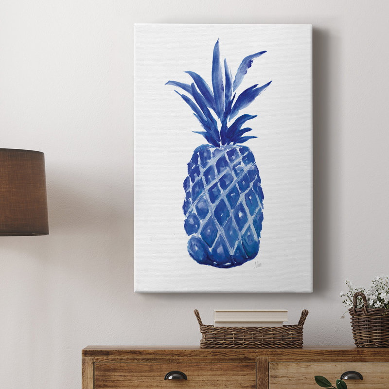 Ananas indigo - Cavas enveloppés de galerie, H 36 po x l 24 po