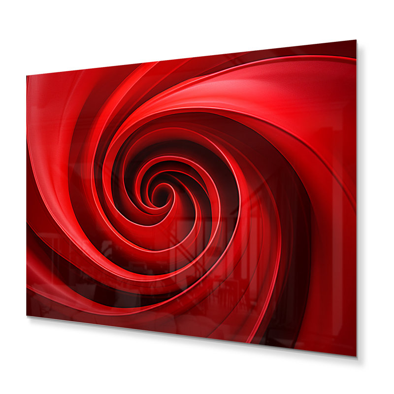 Red Perpetual Pulse Vortex - Abstract Spirals Metal Wall Decor, 12" H x 20" W x 1" D