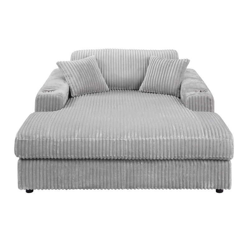 Chaise en velours côtelé avec 2 coussins